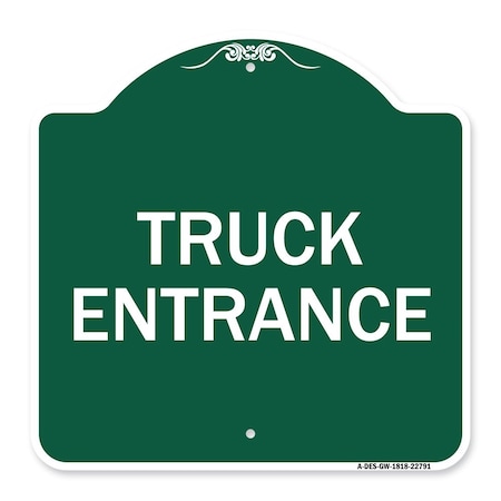 Traffic Entrance Sign Truck Entrance, Green & White Aluminum Architectural Sign